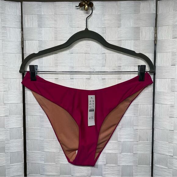 J. Crew Women's Cheeky Bikini Swim Bottom Size S Hot Pink Curved Waist Mid UPF - Picture 7 of 11